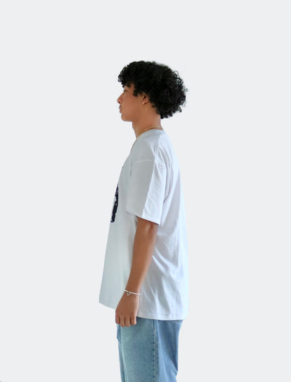 WHITE GLOBAL LOOSE FIT TEE